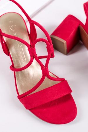 Červené sandále na hrubom podpätku 2-28308 #2 small