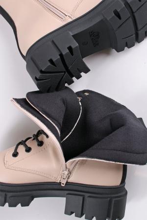 Béžovo-čierne šnurovacie topánky 5-25214 #1 small