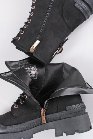 Čierne semišové šnurovacie členkové topánky 142025 #2 small