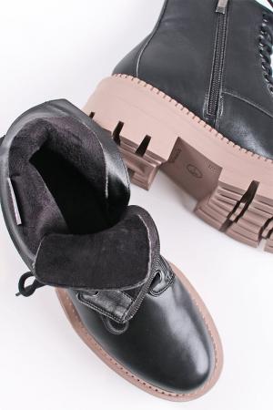 Čierno-béžové šnurovacie členkové topánky 1-25286 #1 small