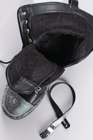 Čierne šnurovacie členkové topánky s ozdobnými kamienkami Nola #1 small