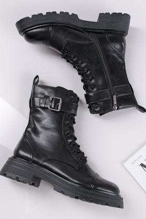 Čierne šnurovacie členkové topánky 1-25200 #1 small