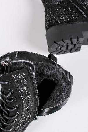 Čierne členkové topánky s kamienkami Lana #2 small