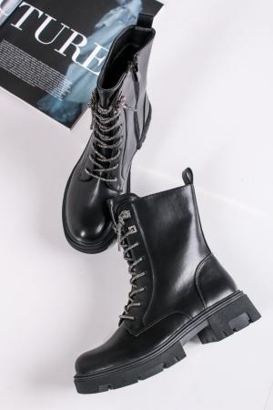 Čierne šnurovacie členkové topánky Cara #1 small