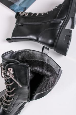 Čierne šnurovacie členkové topánky Cara #2 small