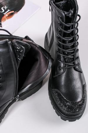 Čierne šnurovacie členkové topánky Evien #2 small