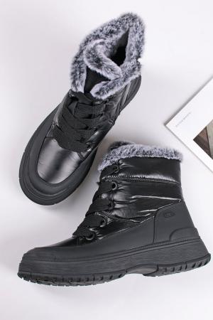 Čierne šnurovacie členkové topánky 9-26213 #1 small