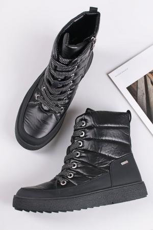 Čierne šnurovacie členkové topánky 9-26216 #1 small