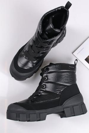 Čierne šnurovacie členkové topánky 9-26221 #1 small