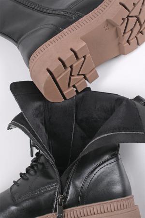 Čierne šnurovacie členkové topánky 2-25703 #2 small