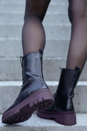 Čierno-fialové šnurovacie členkové topánky 2-25703 #3 small