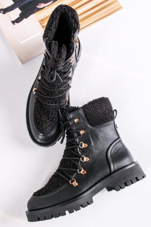Čierne šnurovacie členkové topánky 1-26288 #1 small