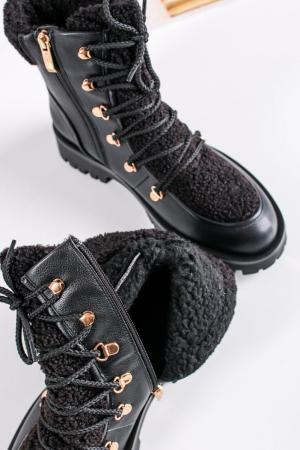 Čierne šnurovacie členkové topánky 1-26288 #2 small