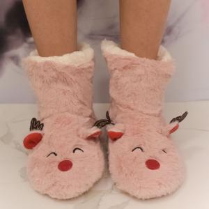 Detské svetloružové plyšové ponožky Reindeer Bliss 24-35