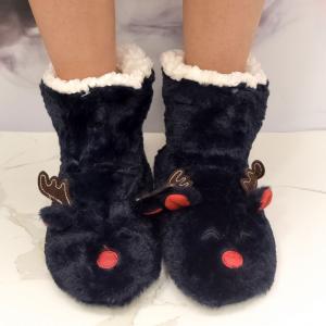 Detské tmavomodré plyšové ponožky Reindeer Bliss 24-35