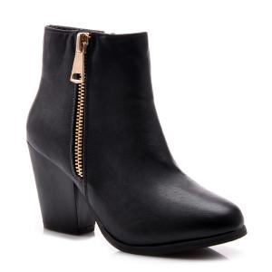 Parádne čierne členkové dámske topánky s módnym zipsom #1 small