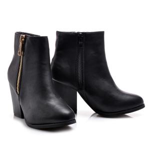 Parádne čierne členkové dámske topánky s módnym zipsom #2 small