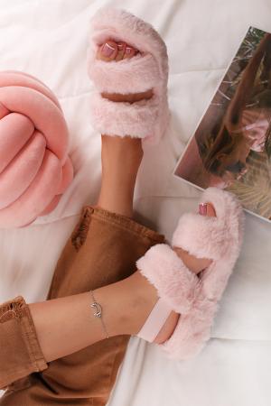 Ružové plyšové sandále Nina #1 small