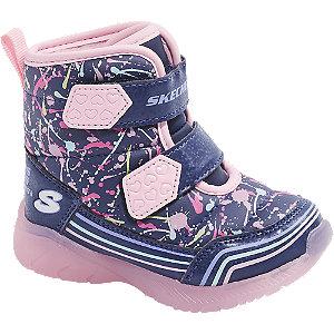 Modro-ružová detská zimná obuv na suchý zips Skechers