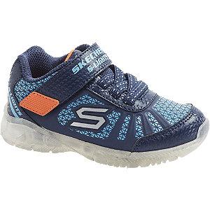 Modré detské tenisky na suchý zips so svetielkom Skechers