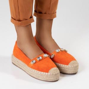 Oranžové dámske espadrilky s kryštálmi Fenenna - Topánky