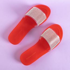 Dámske červené gumené papuče so zirkónom Niamh - Obuv #1 small