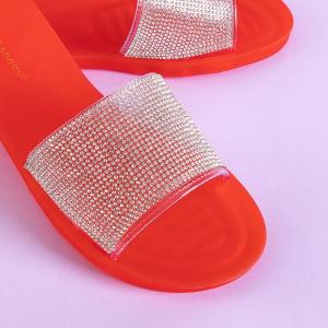 Dámske červené gumené papuče so zirkónom Niamh - Obuv #2 small