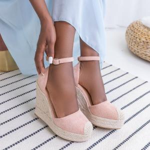 Ružové dámske klinové sandále Faina - topánky
