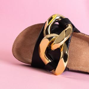 Čierne dámske papuče so zlatým ornamentom Deirdre - Obuv #2 small