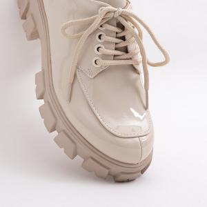 Dámske svetlo béžové lakované šnurovacie topánky Ginara - Obuv #1 small