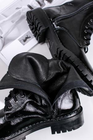 Čierne kožené lakované členkové šnurovacie topánky Sezita #2 small