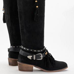 Čierne dámske kovbojské čižmy Clarosa so zdobením - Obuv #2 small