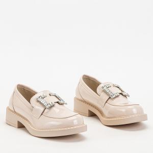 Béžové dámske topánky s kryštálmi Larri - Obuv