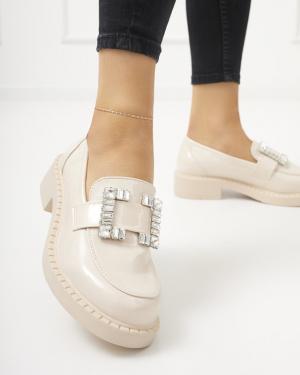 Béžové dámske topánky s kryštálmi Larri - Obuv #1 small