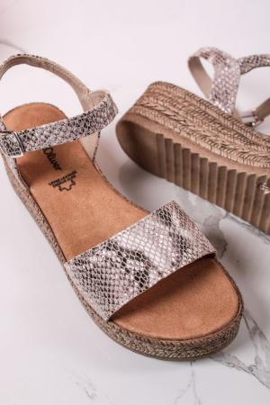 Hnedosivé kožené platformové sandále s hadím vzorom 5-28216 #2 small