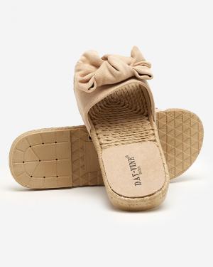 Béžové dámske papuče s mašľou Terina - Obuv #3 small