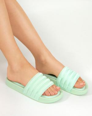 Dámske pásikavé papuče v zelenej farbe Lenira - Obuv
