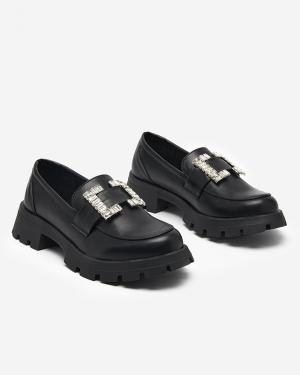 Matné čierne dámske topánky so striebornou prackou Vusito - Obuv