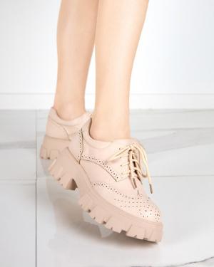 Béžové dámske topánky s prelamovaným akcentom Uneri - Obuv