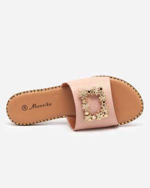 Elegantné ružové dámske papuče so zlatým ornamentom Meriso - Obuv #3 small
