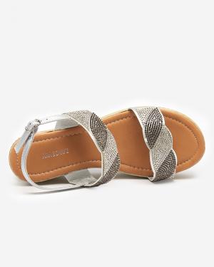 Dámske sandále na klinovom podpätku v striebornej farbe Acroq - Topánky #2 small