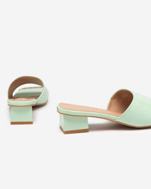 Zelené lakované papuče na nízkom podpätku Keripse - Obuv #1 small
