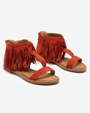 Dámske sandále so strapcami v červenohnedej farbe Clov- Footwear
