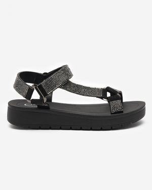 Dámske sandále so zirkónmi čiernej farby Qroc- Obuv #3 small