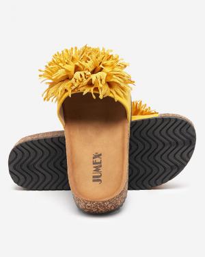 Dámske papuče s látkovým ornamentom v žltej farbe Ailli- Footwear #2 small