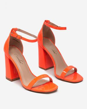 Neónovo oranžové dámske sandále na stĺpik od Whopso - Obuv #2 small