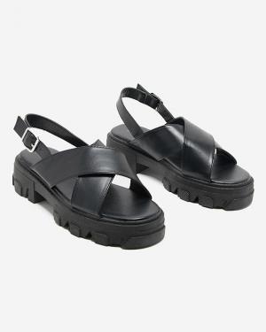 Čierne dámske sandále na hrubej podrážke Denidas - Topánky
