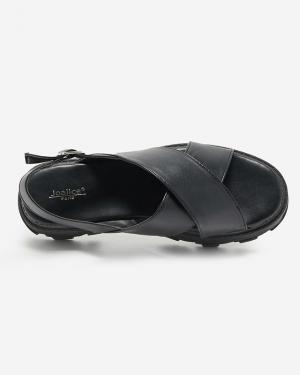 Čierne dámske sandále na hrubej podrážke Denidas - Topánky #3 small
