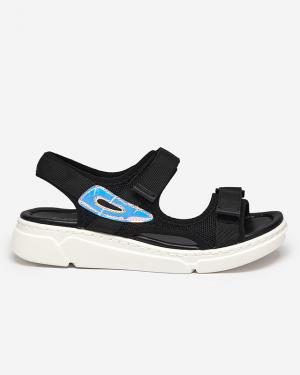 Dámske čierne látkové sandále s holografickou vložkou Lofal-Footwear #1 small