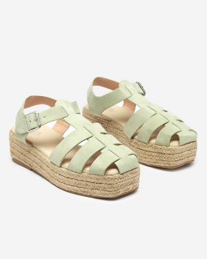 Zelené eko semišové dámske sandále na platforme Keniso - Topánky